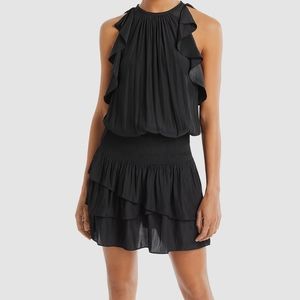 $395 Ramy Brook Women's Black Rooney Sleeveless Ruffle Layers Mini Dress Size XS